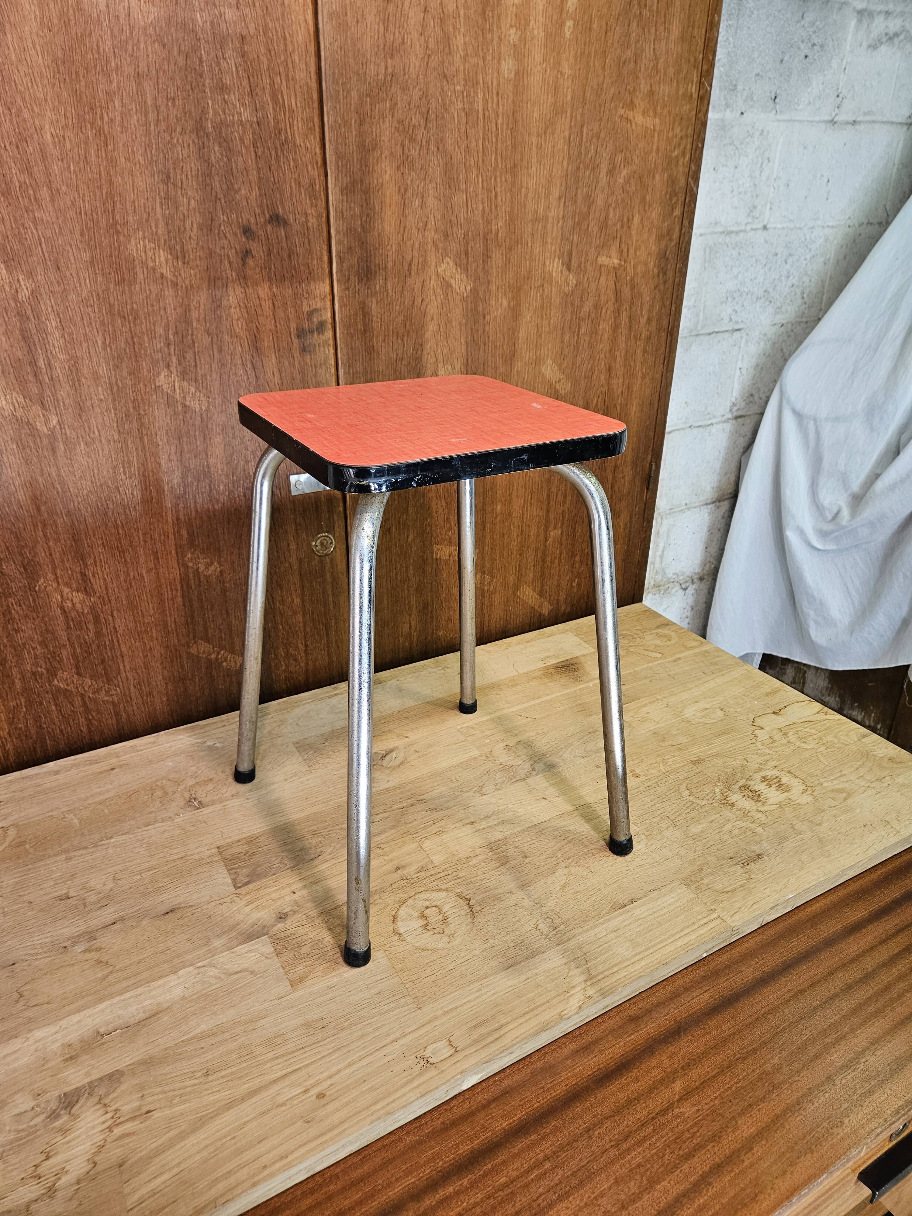 Pink formica stool 1960