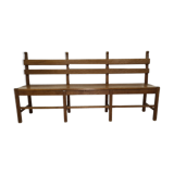 Solid oak brutalist robust bench, Netherlands 1950s