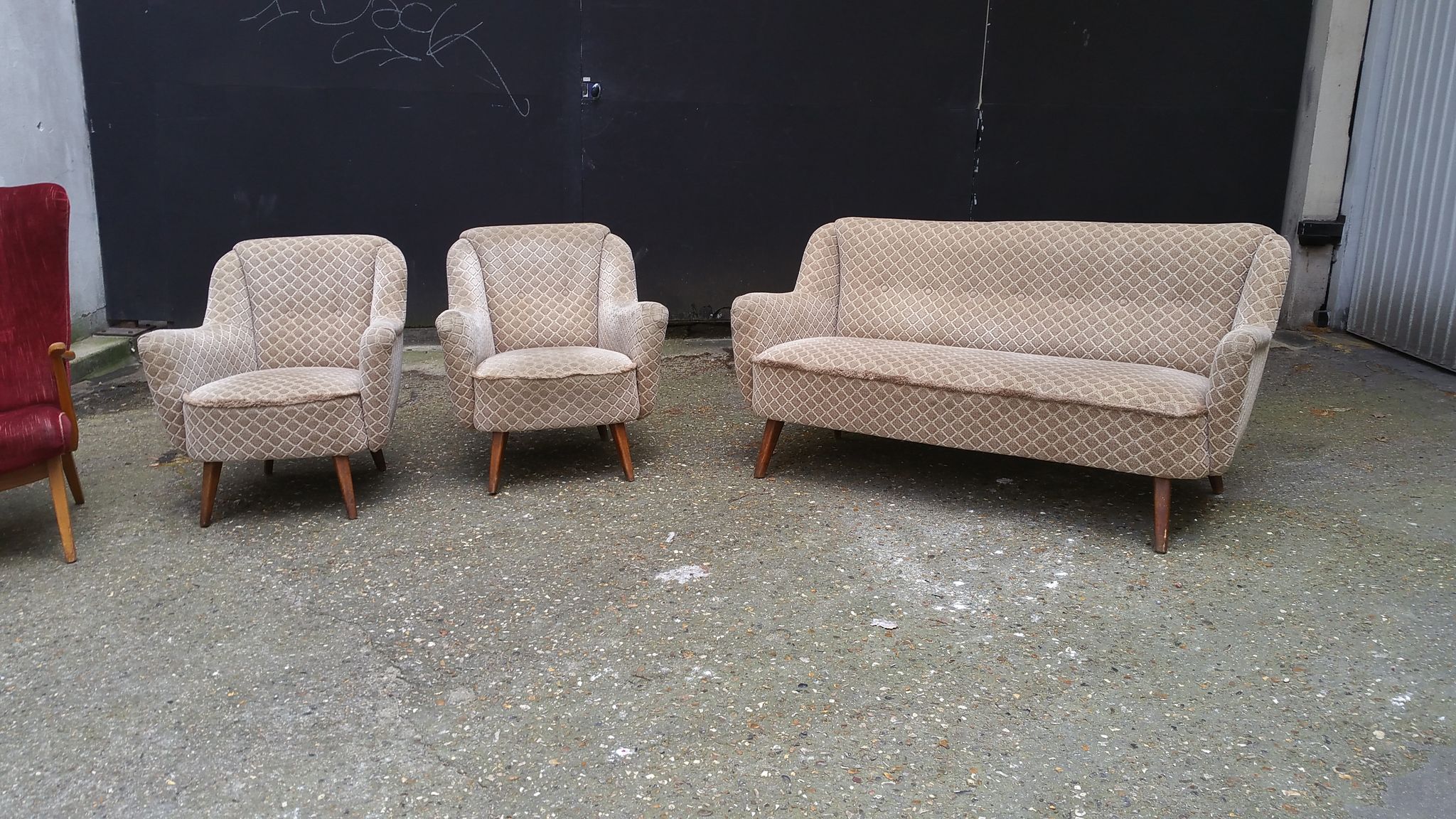 Set couch sofa + 2 chairs 50s 60s vintage