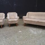 Set canapé sofa + 2 fauteuils années 50 60 d'epoque