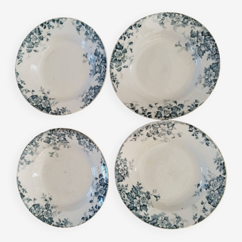 Deep plates in earthenware from Saint Amand and Hamage, Terre de fer, Marie Louise model