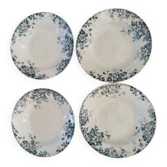 Deep plates in earthenware from Saint Amand and Hamage, Terre de fer, Marie Louise model