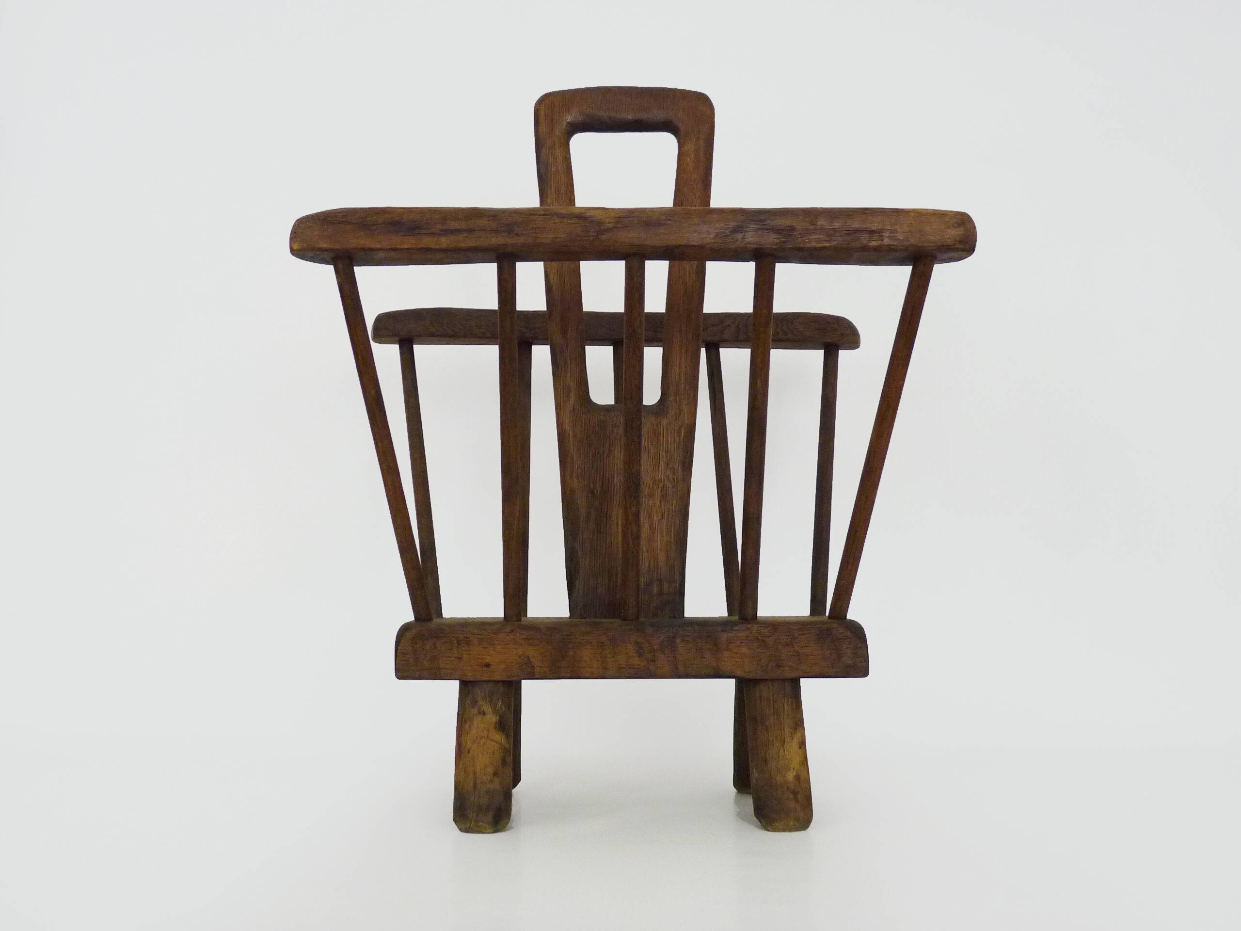 Porte- revues brutaliste en bois des années 1950