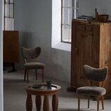 Modern Danish mid-century table, made of oak with spiral turned legs and a glass top, 1950s.