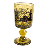 Roemer glass in bubble glass, enamelled, hunter Alfred TAUBE VOHENSTRAUSS Germany