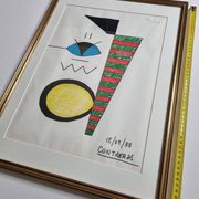 Abstract composition, original drawing signed Contreras, 1980s, 32 x 42 cm framed under glass