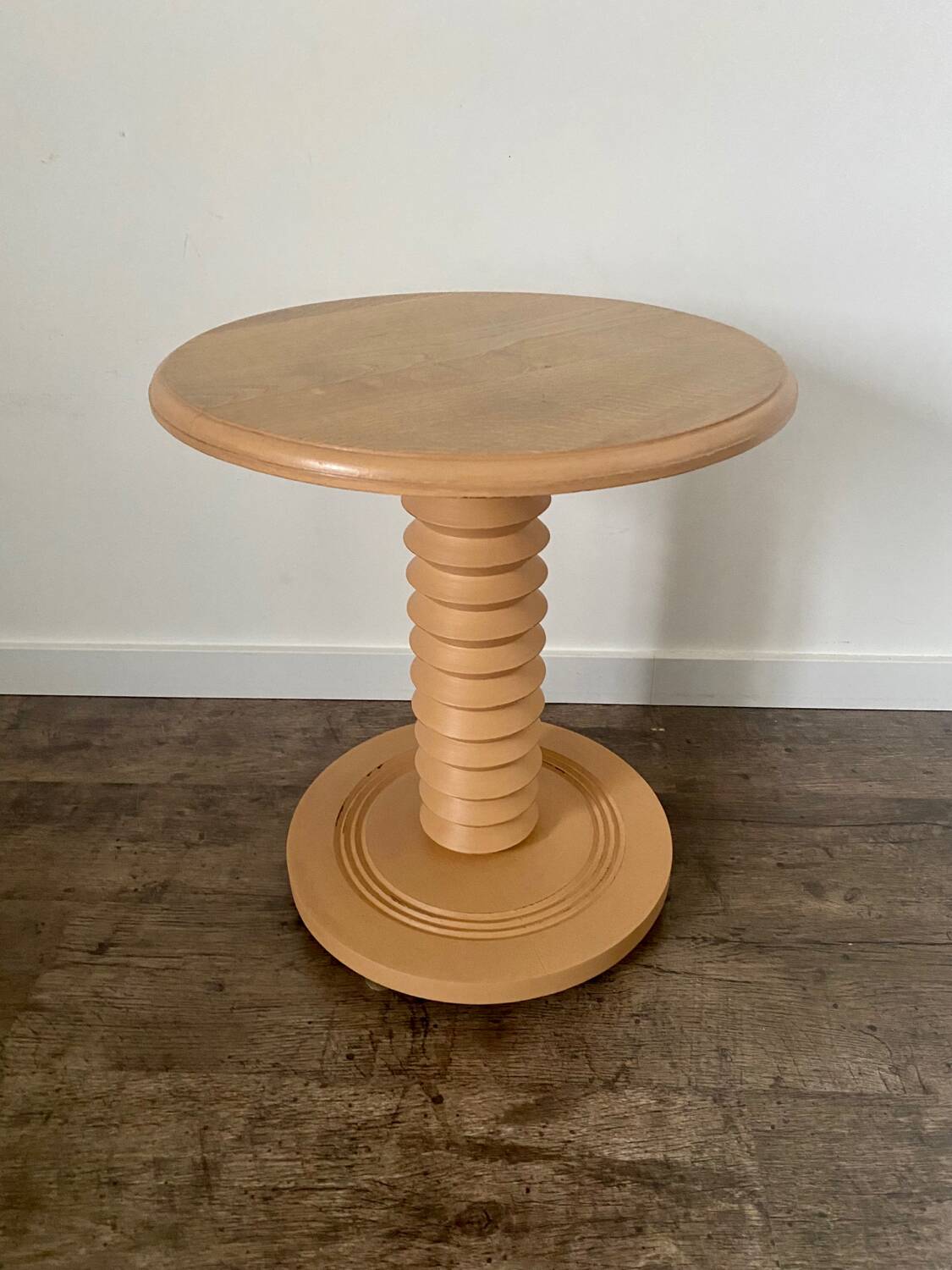 Terracotta Nude Spiral Turned Wood Side Table