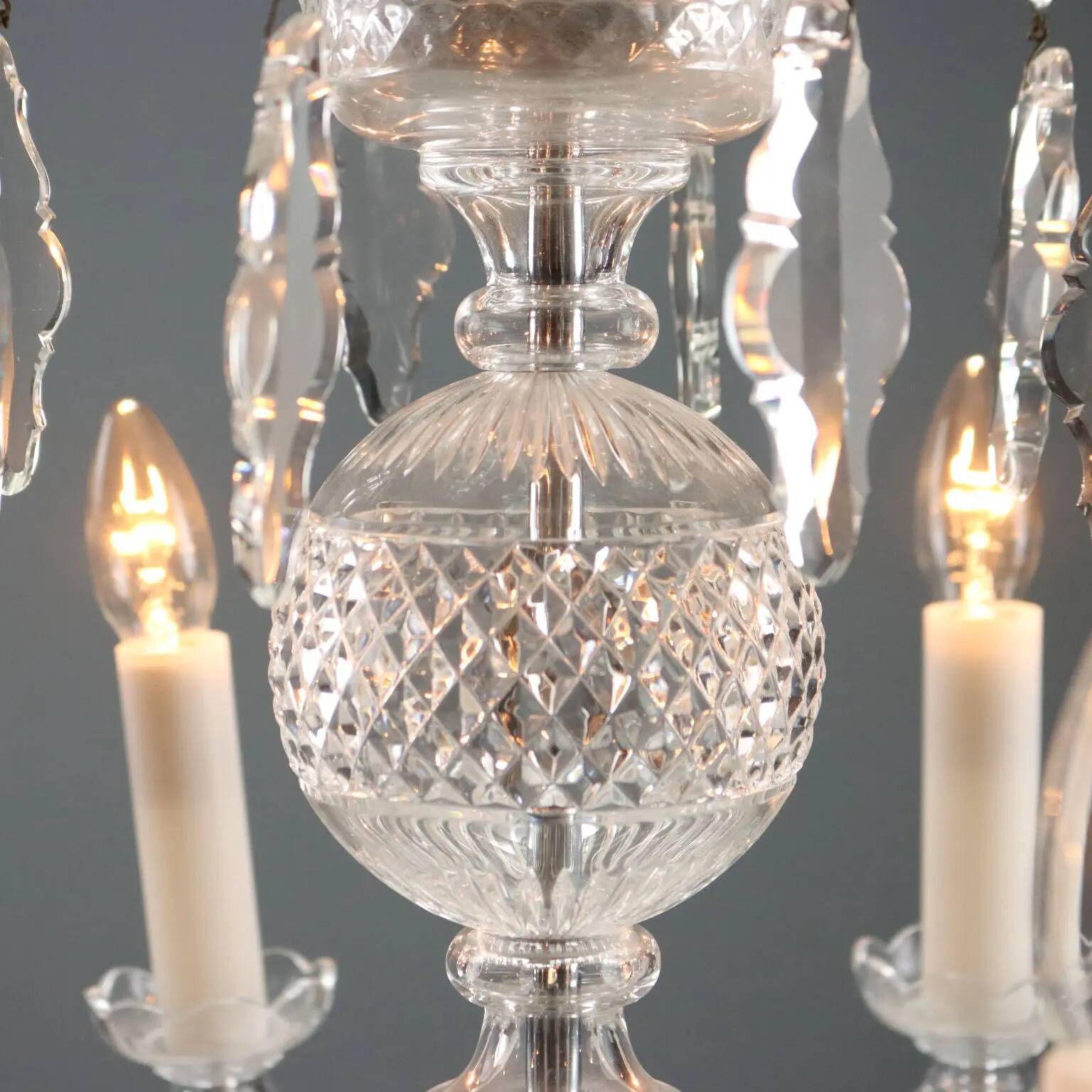 Antique Bohemian crystal chandelier with 8 lights, 20th century.