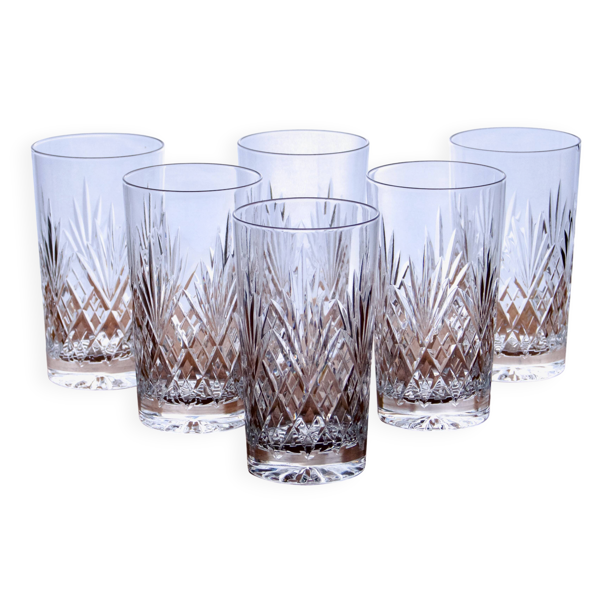 6 large mouth-blown Montbronn crystal glasses from the "Blois" collection