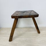 Brutalist solid wood side table , 1970s