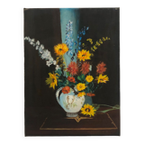 Oil on canvas bouquet signed