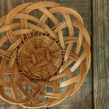 Set of three old rattan baskets