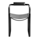 Armchair, smoked black steel and black leather, contemporary style.