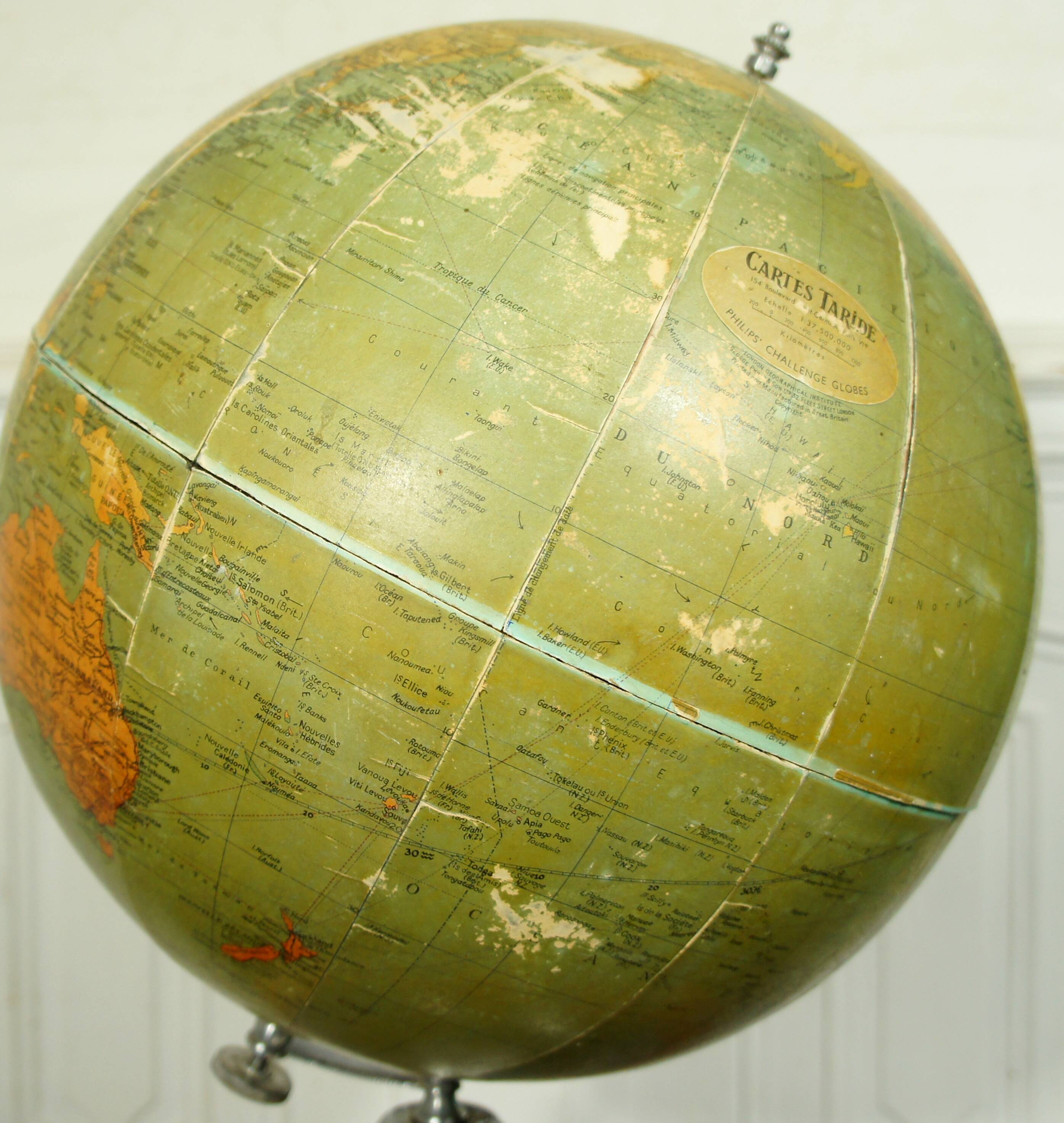 Globe maps Taride Philips challenge globe before 1935