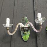 Pair d ' beveled mirrored sconces