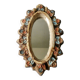 Ceramic mirror, enamelled flowers, Vallauris