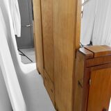 Large Art Deco wardrobe in oak, marble and mahogany, circa 1925