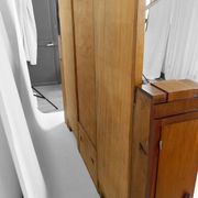 Large Art Deco wardrobe in oak, marble and mahogany, circa 1925
