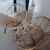 Two rattan armchairs