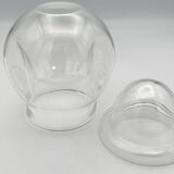 Jar type bonbonnière in translucent glass shape round modernist