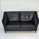 1970s, Danish 2-seater sofa, original black furniture leather, teak wood.