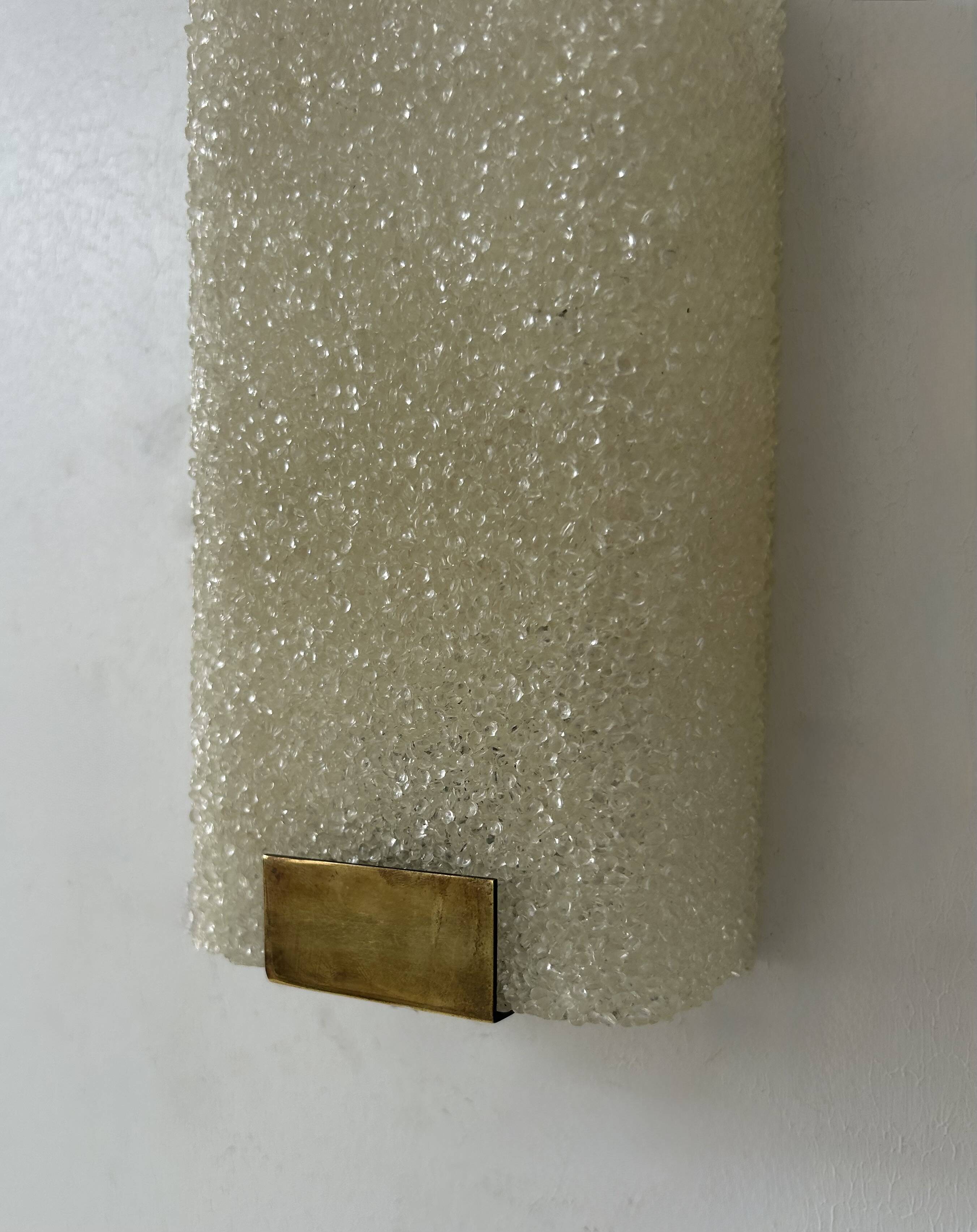 Pair of vintage wall lights, granite perspex and brass, France 1960