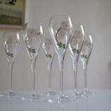 6 champagne flutes Perrier Jouet model Belle Époque by Emile Gallé