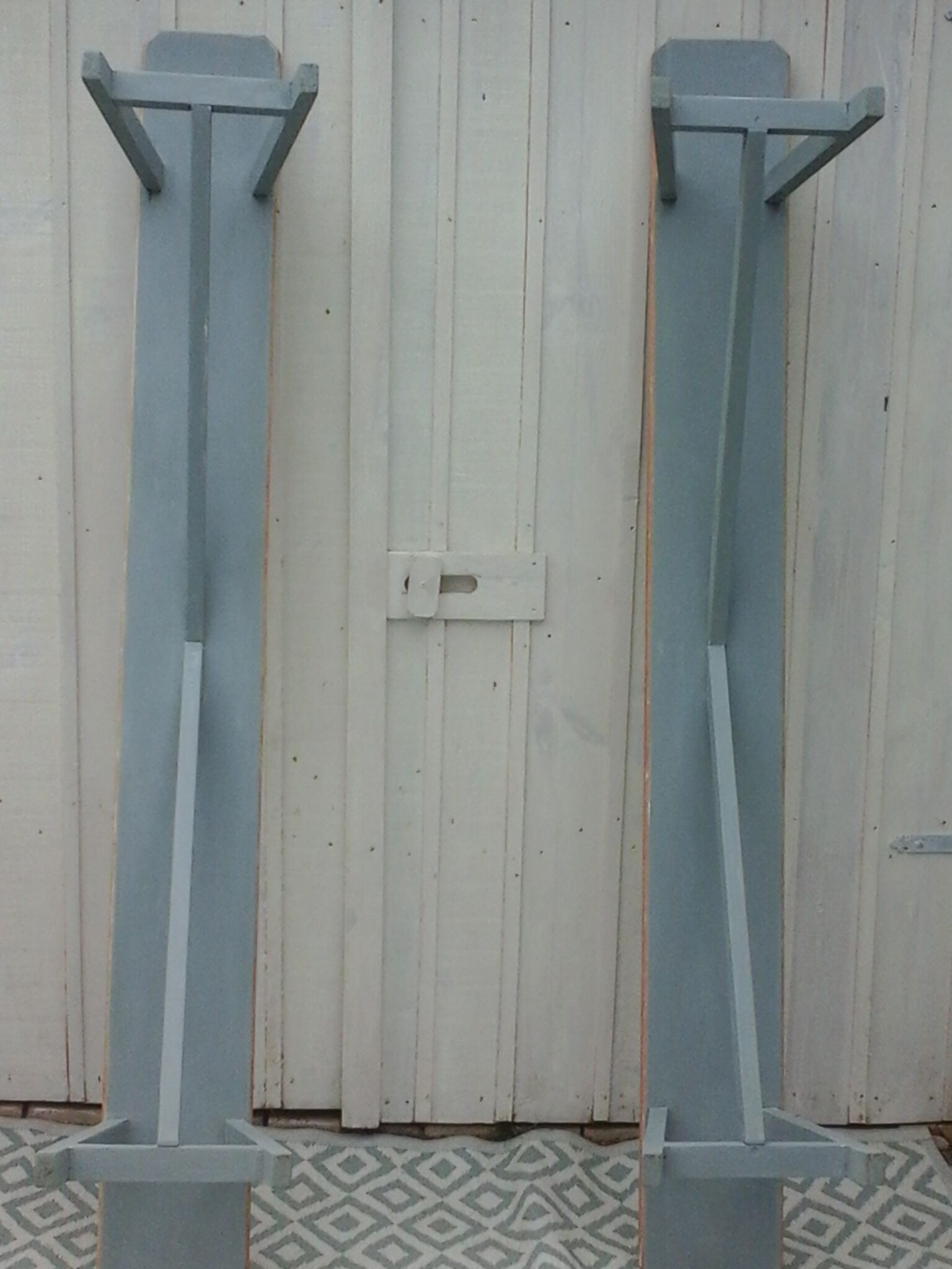 Pair of large wooden benches