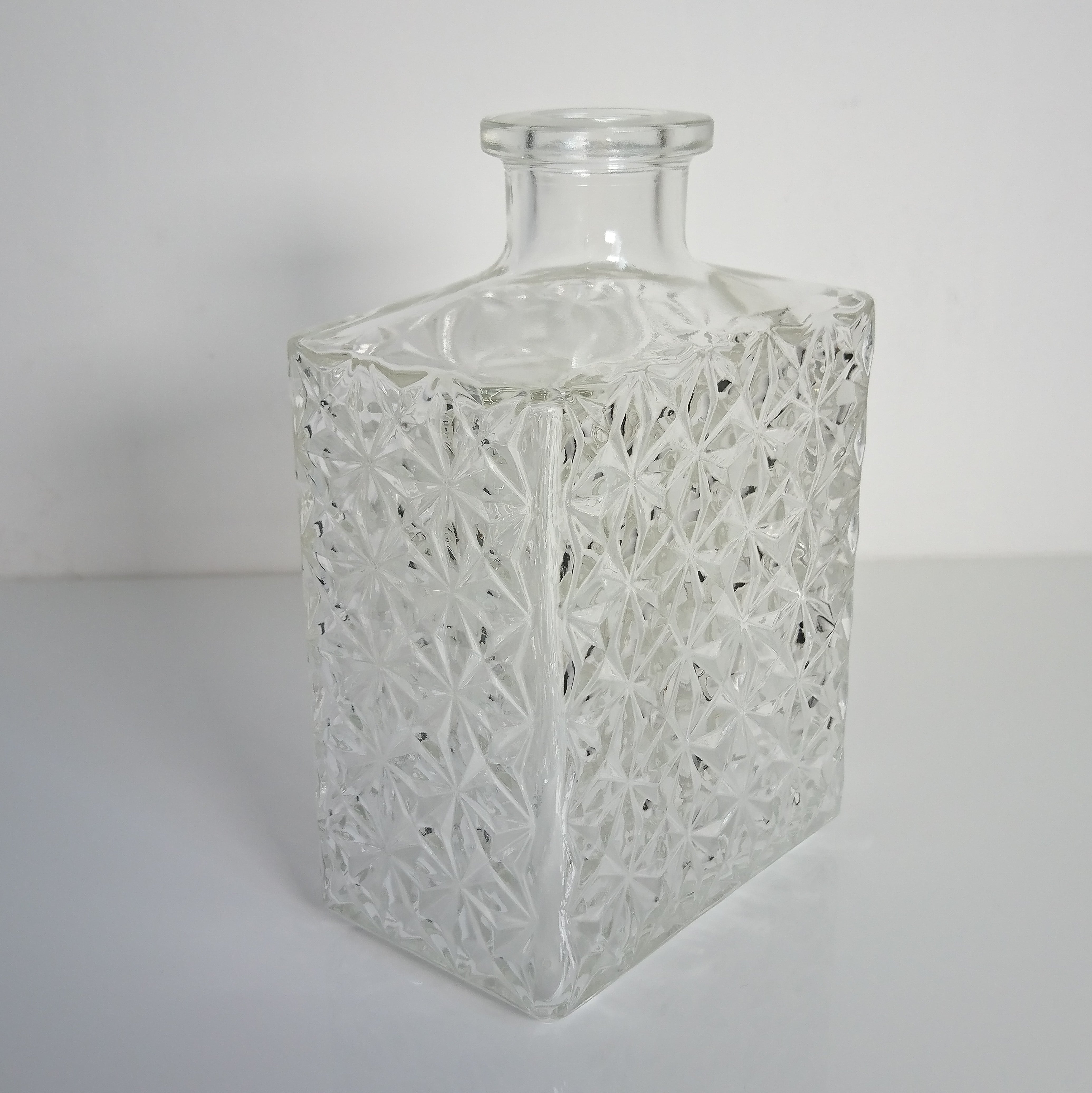 Carved glass decanter registered model made in France""
