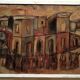 Oil on canvas "Funerals in Syracuse" by Ferruccio Ferri - Exhibition Gulf of La Spezia, 1940s