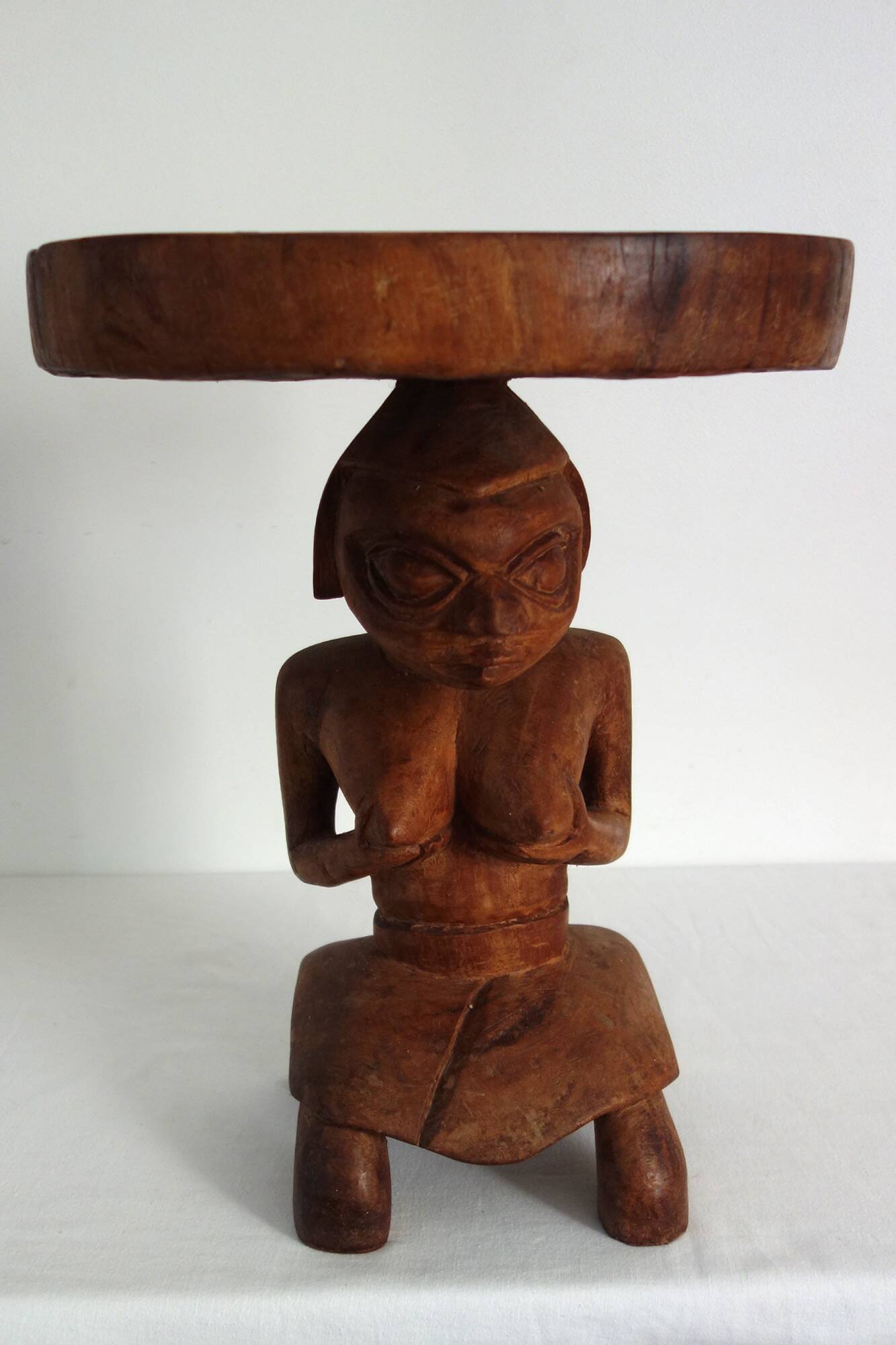 Vintage Luba carved wooden stool