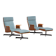 Pair of modernist teak lounge chairs and poufs 1960