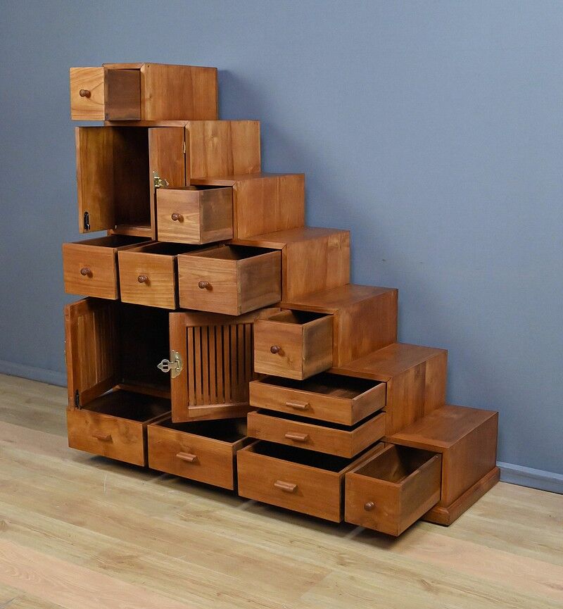 Kaidan Tansu staircase furniture in teak – 2nd part 20th century