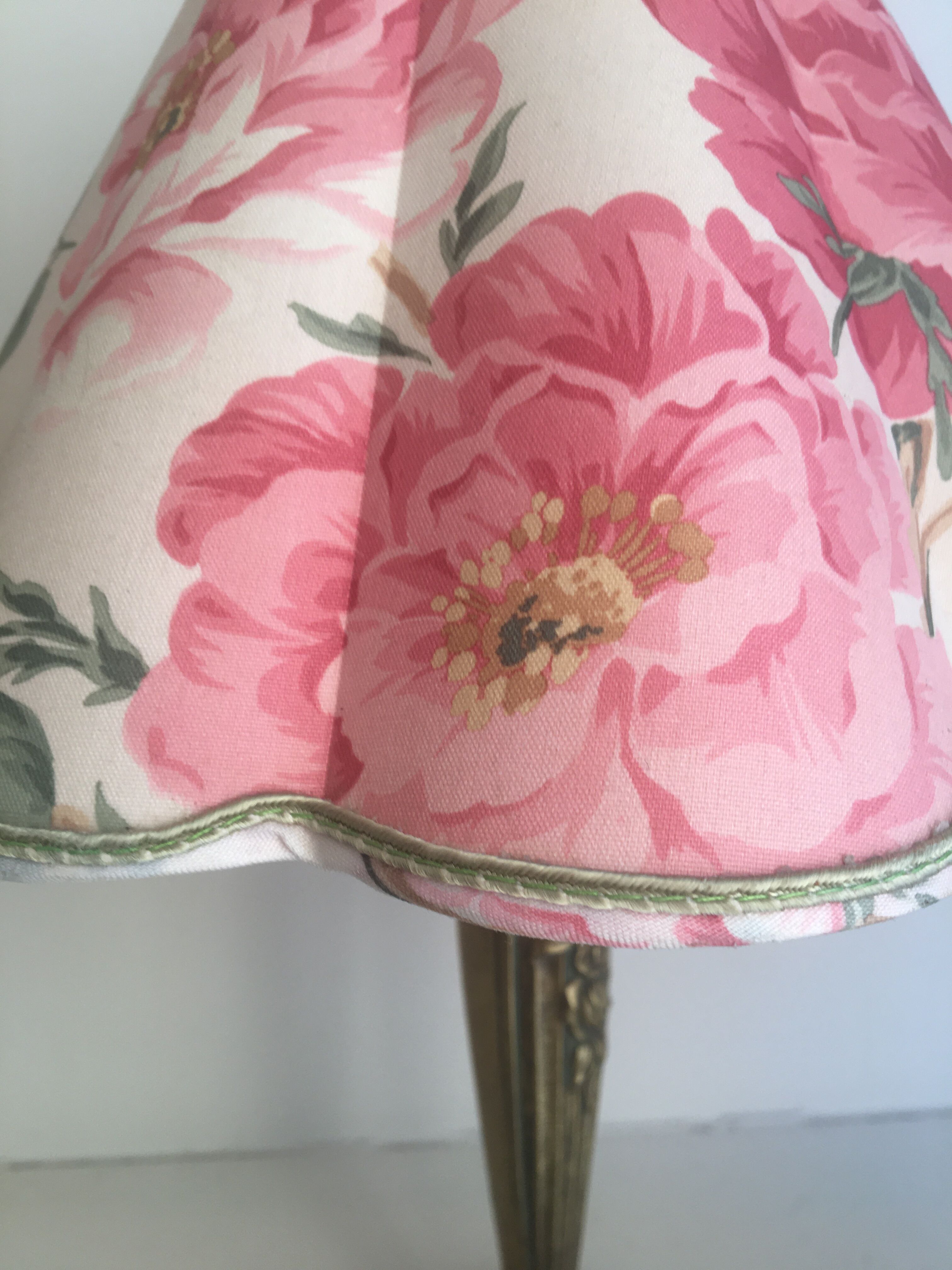 Bronze lamp, lampshade fabric stripe and cable vintage switch