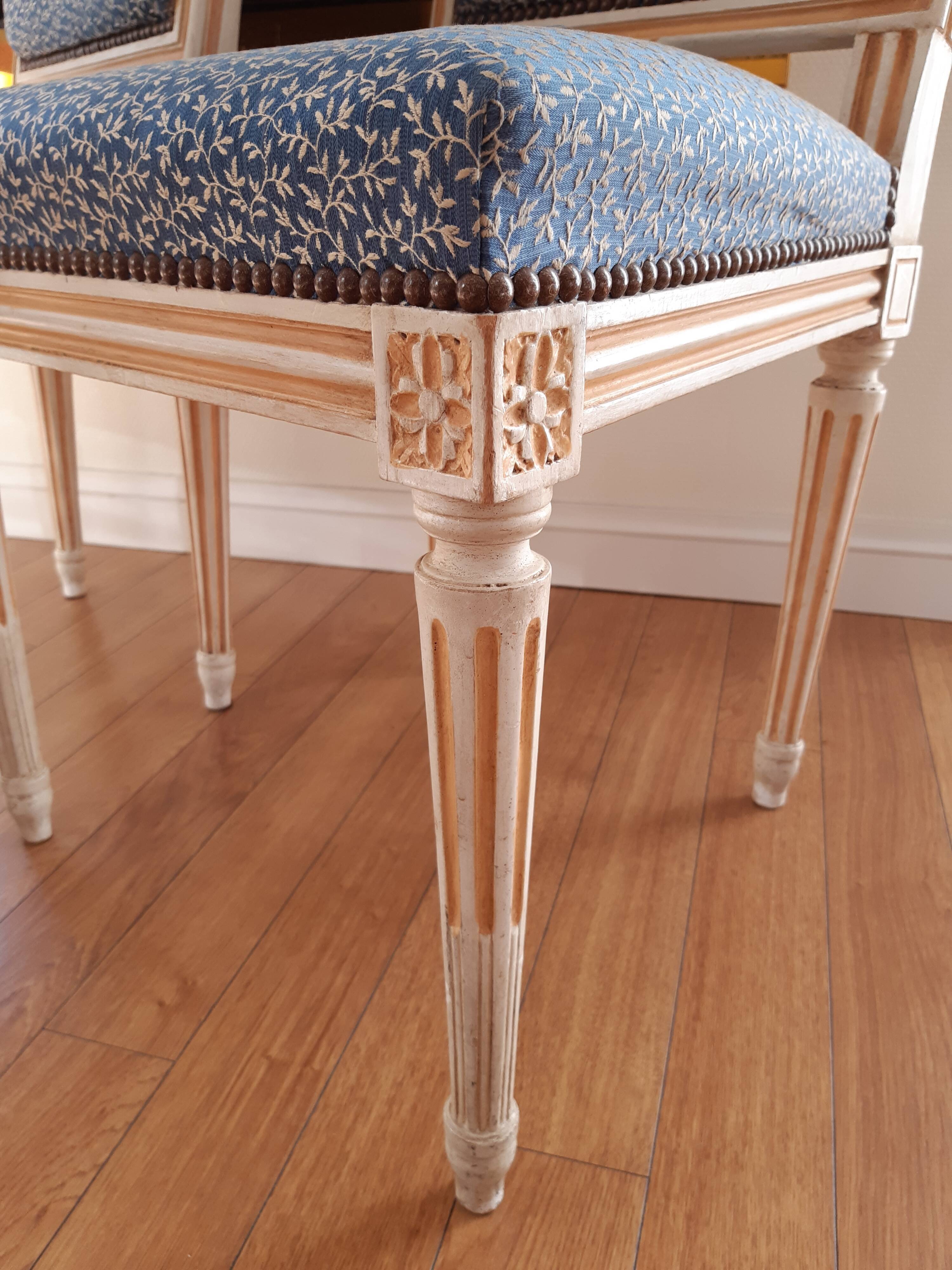 Two Louis XVI Jacob style chairs early 20th