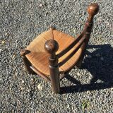Straw low chair in the style of Charles Dudouyt