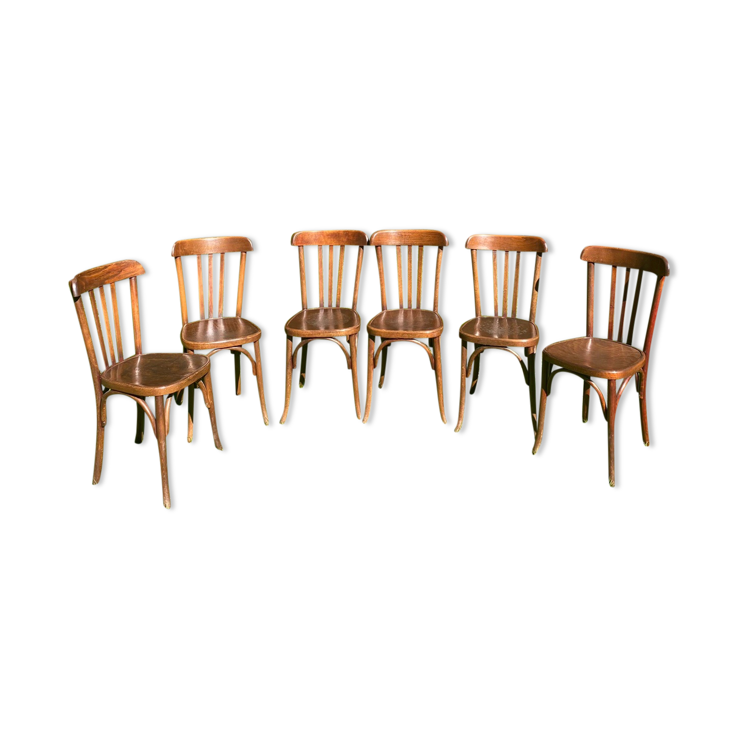 6 Fischel bistro chairs with labels, circa 1930