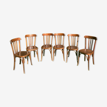 6 Fischel bistro chairs with labels, circa 1930
