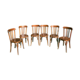 6 Fischel bistro chairs with labels, circa 1930