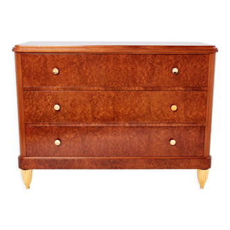 Chest of drawers amboine magnifying glass gilding  circa 1940s