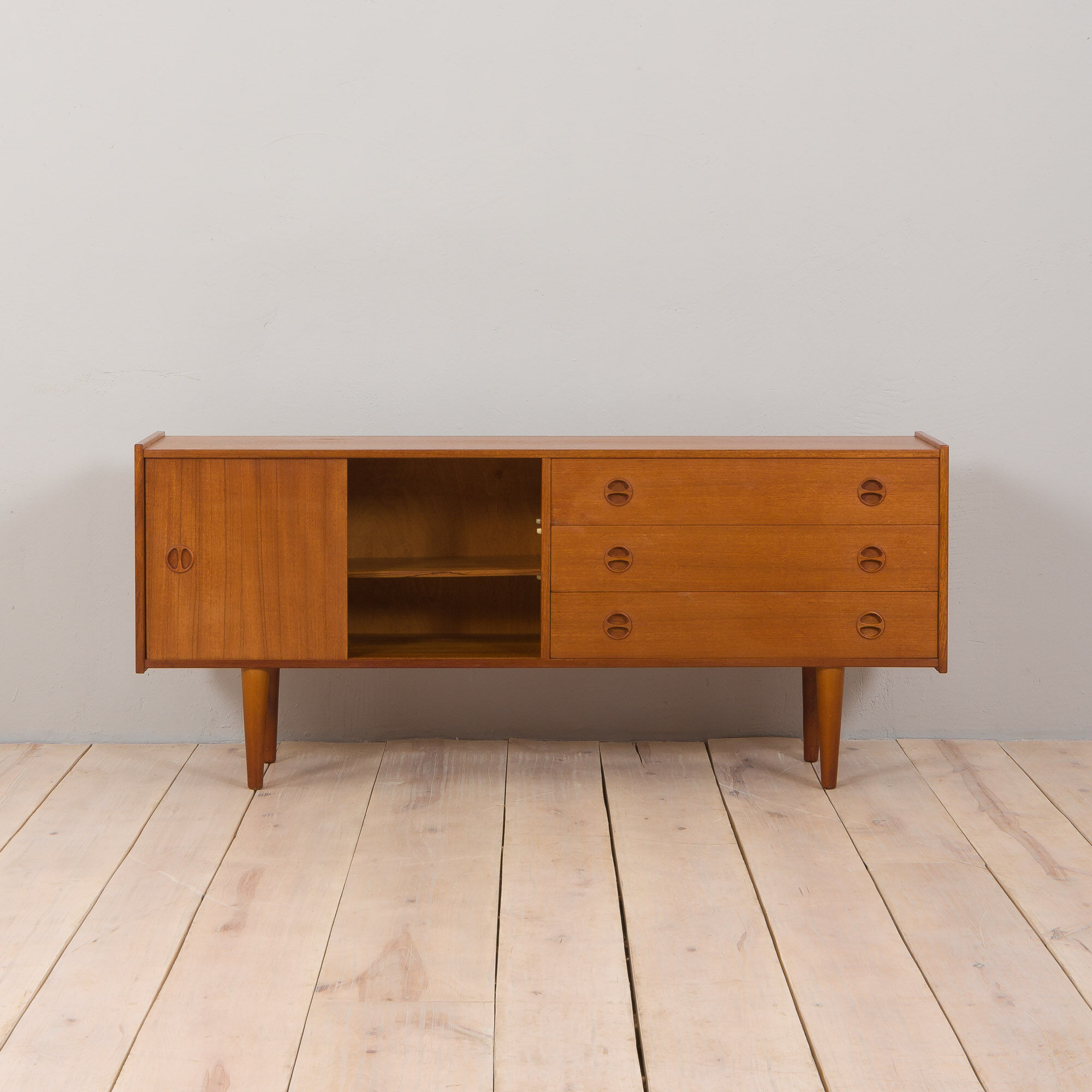 Vintage Scandinavian sideboard with 3 drawers and sliding doors, 1960s