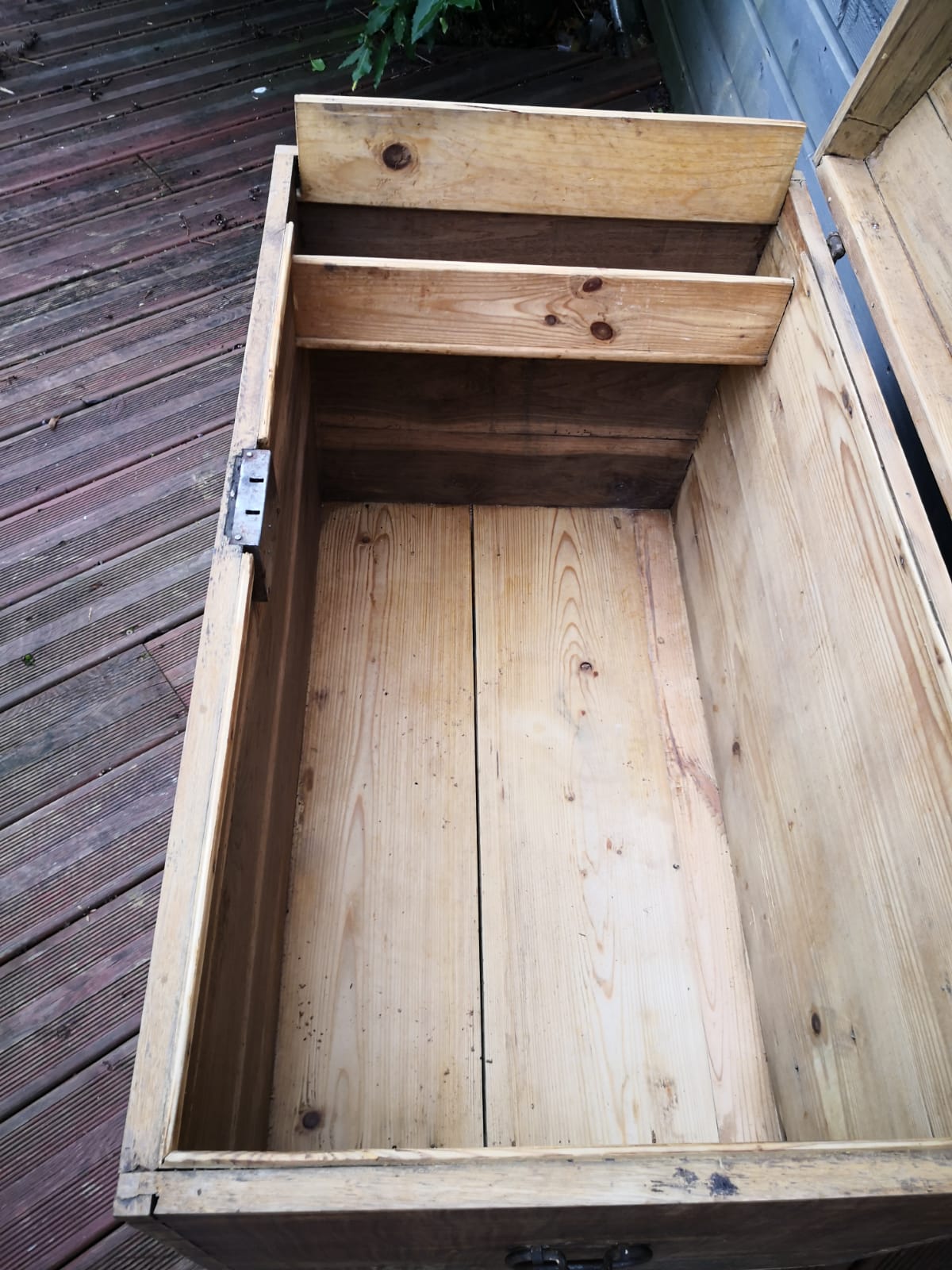 Antique chest, vintage wooden trunk