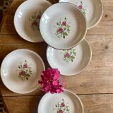 Set of 6 vintage flat plates - Pompadour de Gien