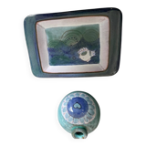 Lot of trays and vases by Cloutier Ceramics.