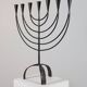 Vintage Swedish Menorah candle holder, hand-forged, in brutalist style.