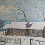 Oil on wood panel - snowscape G. Moses