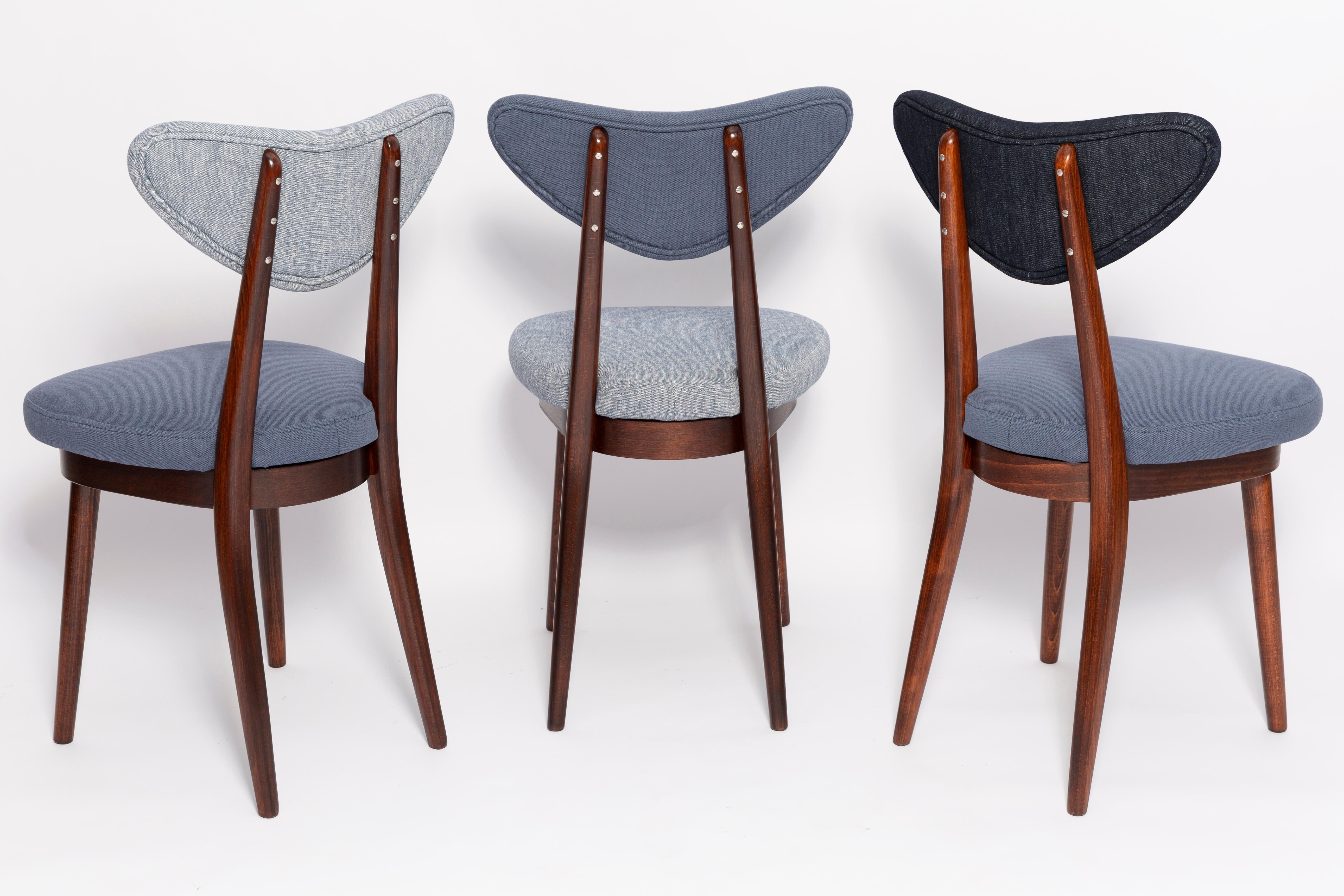 Heart-shaped chair in light and medium blue denim, Europe, 1960s