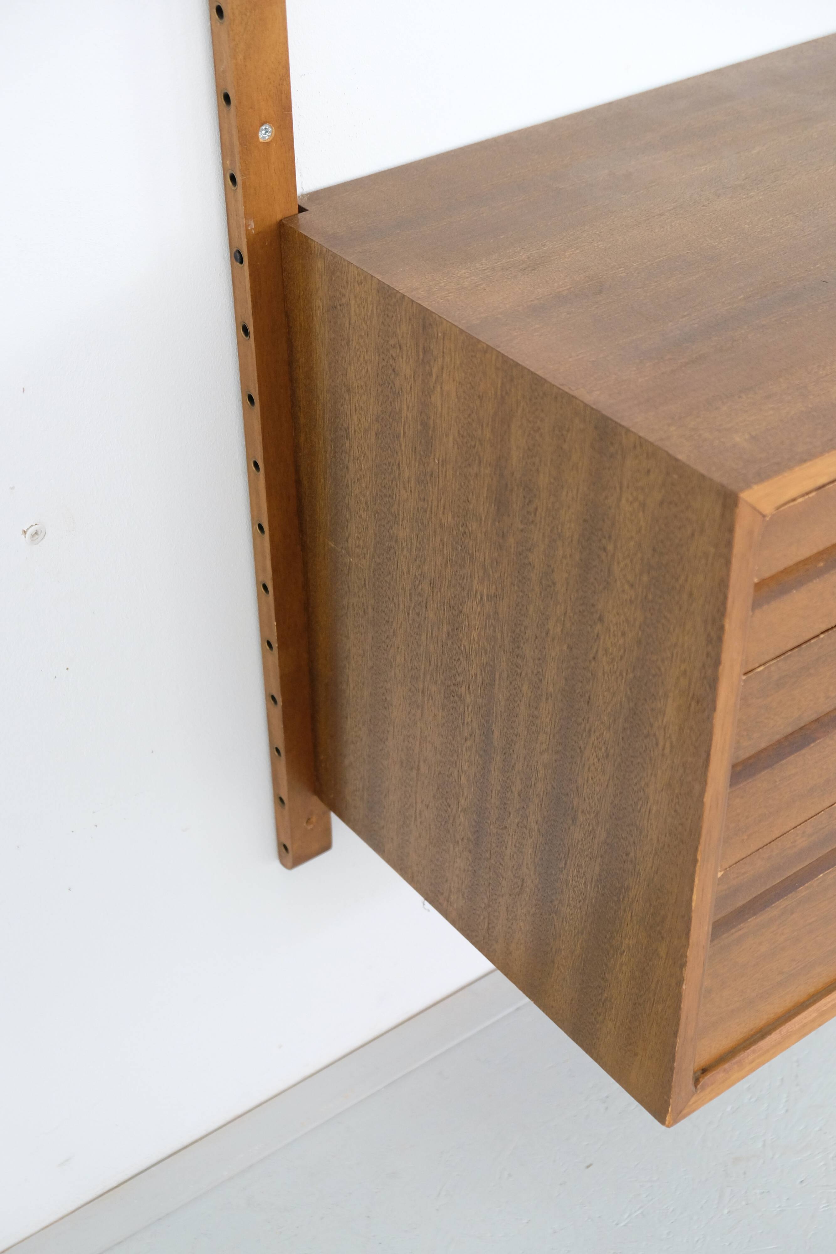 Walnut Wall Unit Shelving System 'Royal System' by Poul Cadovius 60s Danish Design
