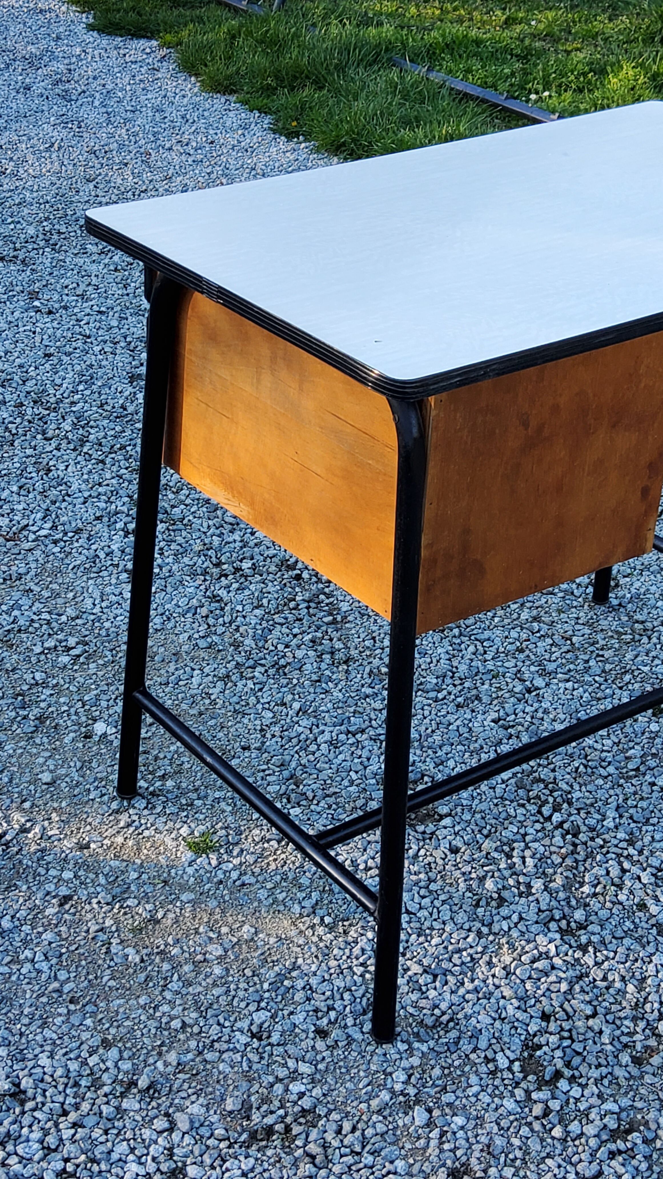 Office of 50/60s in formica base tubes black metal 3 drawers