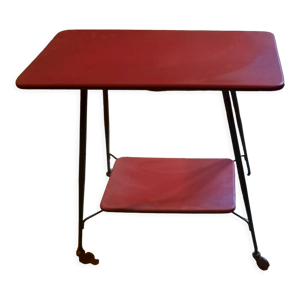 Desserte a roulette Skaï rouge